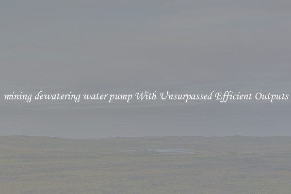 mining dewatering water pump With Unsurpassed Efficient Outputs