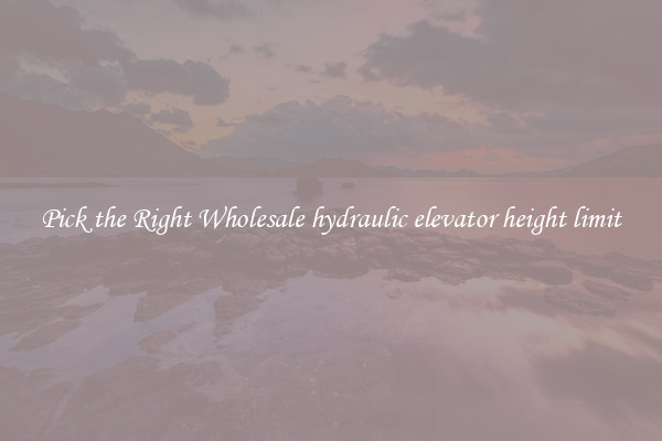 Pick the Right Wholesale hydraulic elevator height limit