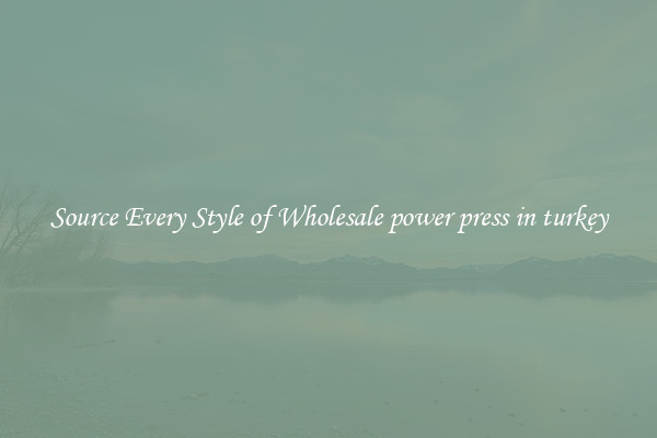 Source Every Style of Wholesale power press in turkey
