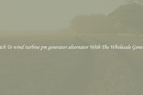 Switch To wind turbine pm generator alternator With The Wholesale Generator